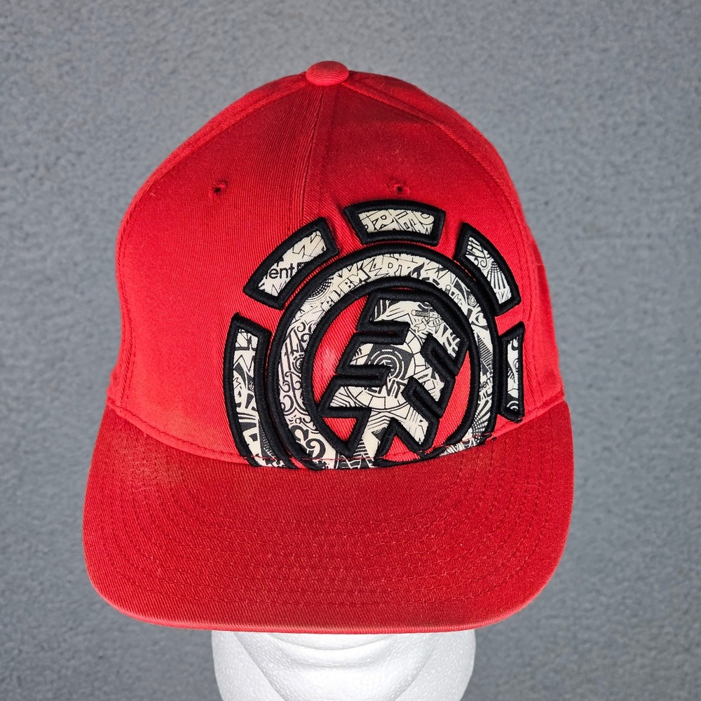 Element Hat Mens S-M Red Flexfit Large Embroidered Logo Y2K Cap Skateboarding